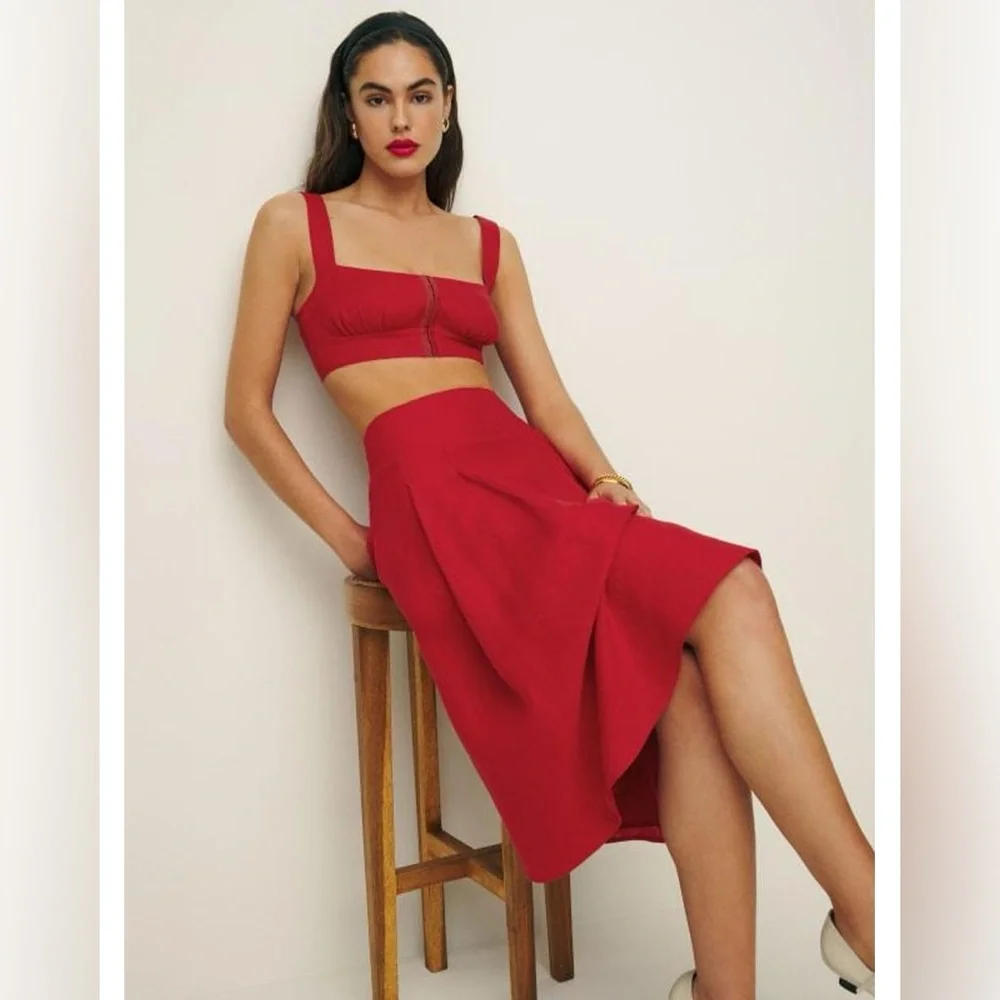 NWT Reformation Santana Linen Two Piece Set